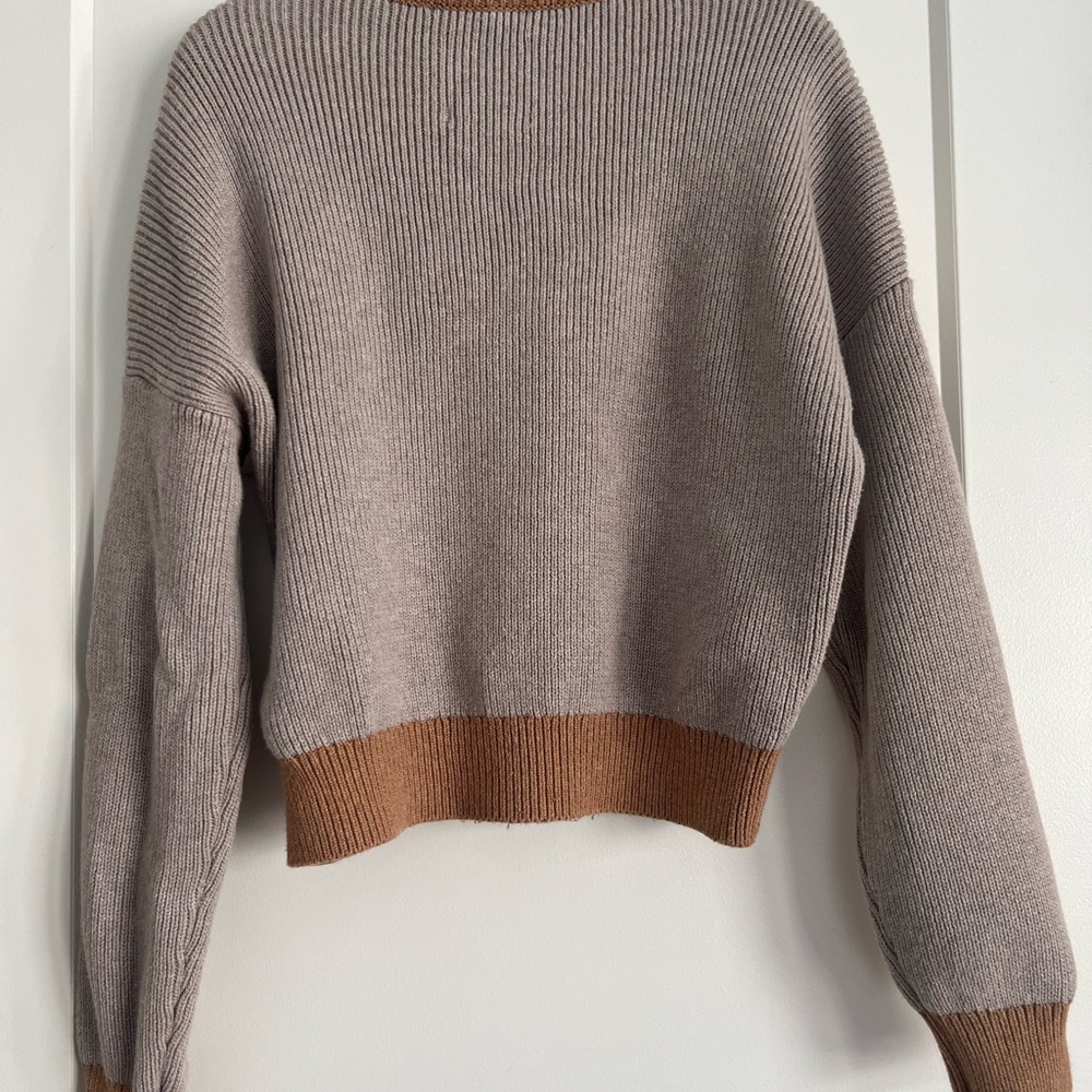 Abercrombie & Fitch Colorblock Sweater - Cream, Brown, and Gray - Picture 2 of 2
